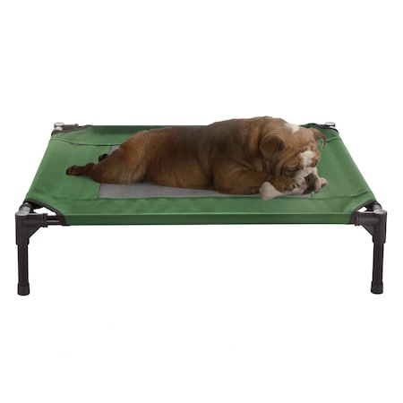 Elevated Portable Pet Bed Cot-Style 30”x24”x7” For Dogs And Small Pets , Indoor/Outdoor (Green)